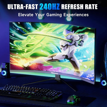 Norcent 27-Inch FHD VA Gaming Curved Monitor with Rainbow Lights